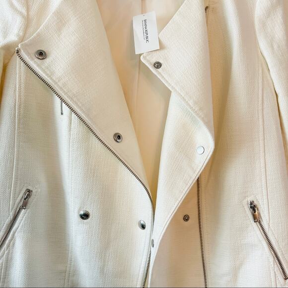 $175 BANANA REPUBLIC NWT Zip Up White/Cream Blazer Jacket Coat - Size 8 - Picture 4 of 11